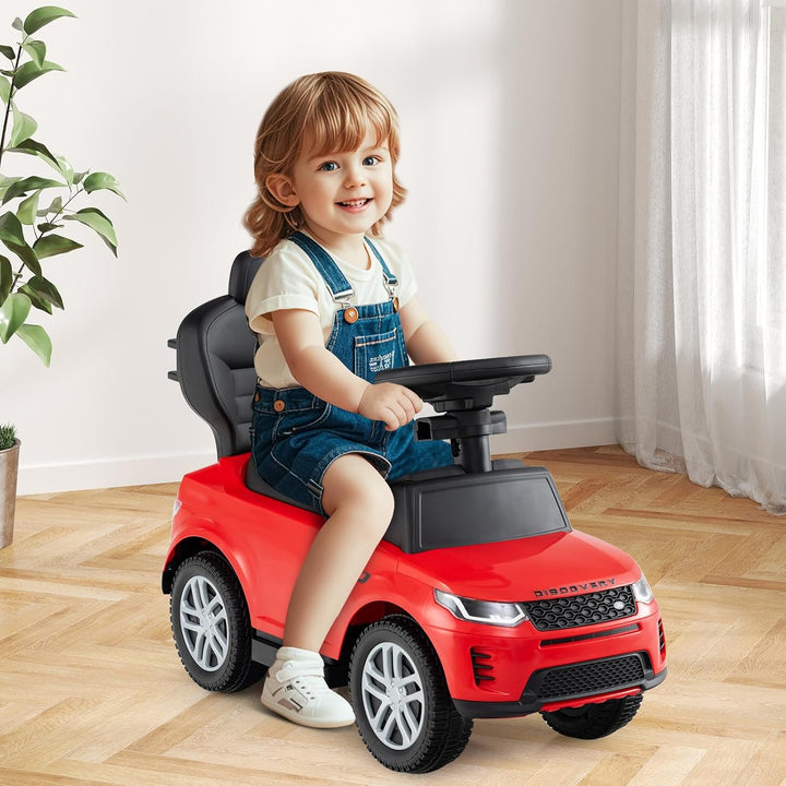 GOPLUS Rutschauto mit Schiebestange, Rutschfahrzeug mit Lenkrad, Sound, Stauraum, Spielzeugauto mit