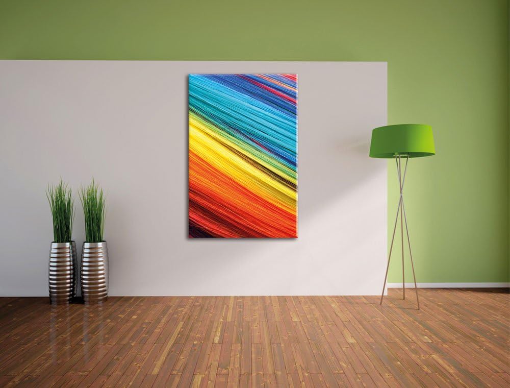 Pixxprint Bunte Streifen, Format: 100x70 auf Leinwand, XXL riesige Bilder fertig gerahmt mit Keilrah