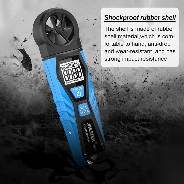 MESTEK Digitaler Anemometer Windmesser Windmessgerät Handheld Windgeschwindigkeit Lufttemperatur Max