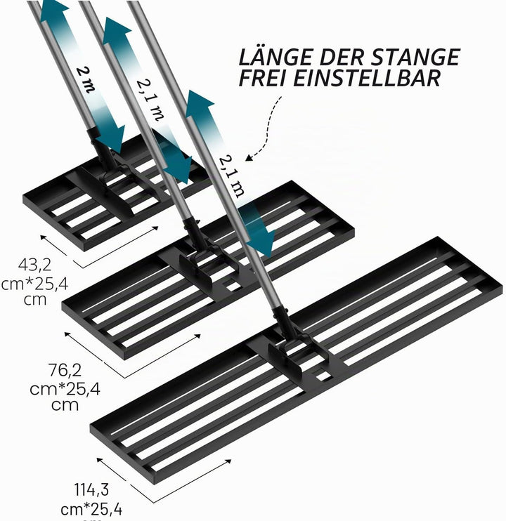 Walensee Rasen-Nivellierrechen, 213cm 76x25cm Rasen-Nivelliergerat,Hochleistungs-Rasen-Nivelliergera