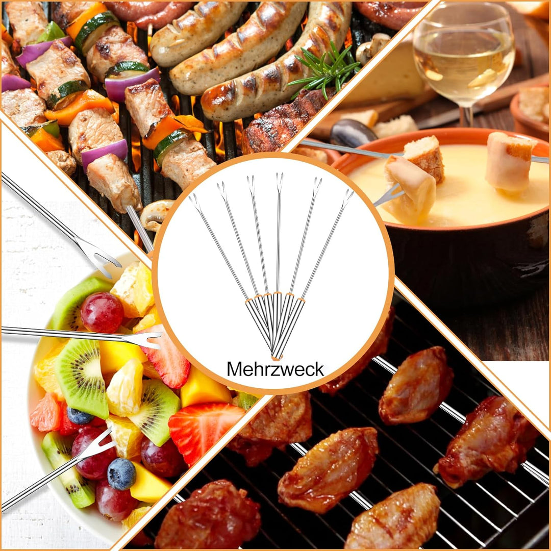 Jeffbaubl 18 Stück Fonduegabeln Edelstahl, 23.5 cm Fondue Gabeln, Spiesse Fondue Gabel mit Hitzebest
