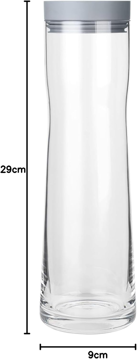 blomus -SPLASH- Wasserkaraffe aus Glas, Sharkskin, 1 Liter Fassungsvermögen, Silikon / Edelstahldeck