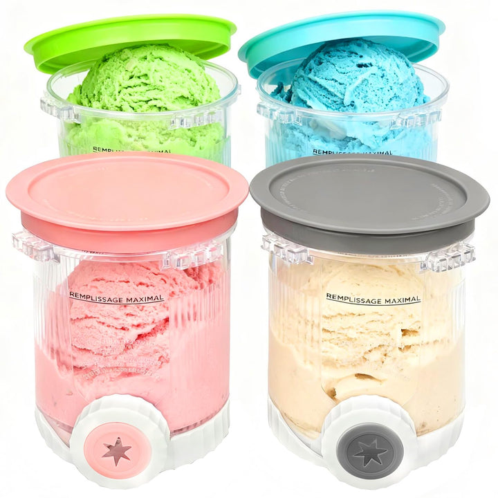 Für 4 Stück Ninja Creami Behälter 680 ml Eisbehälter für NC700 NC701EU Serie, Eiscreme Behälte mit D