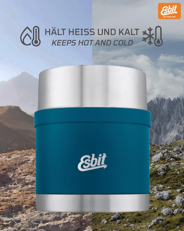 Esbit Thermobehälter Sculptor für Essen - Warmhaltebehälter 500 ml in Polar Blue - aus Edelstahl für