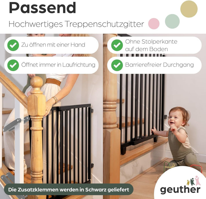 Geuther Treppenschutzgitter Plus - Absperrgitter zur Verhinderung von Stürzen von der Treppe -Verste