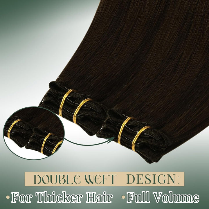 Ugeat Echthaar Clip in Extensions Schokobraun Clip Extensions Echthaar 30cm Clip in Extensions Braun