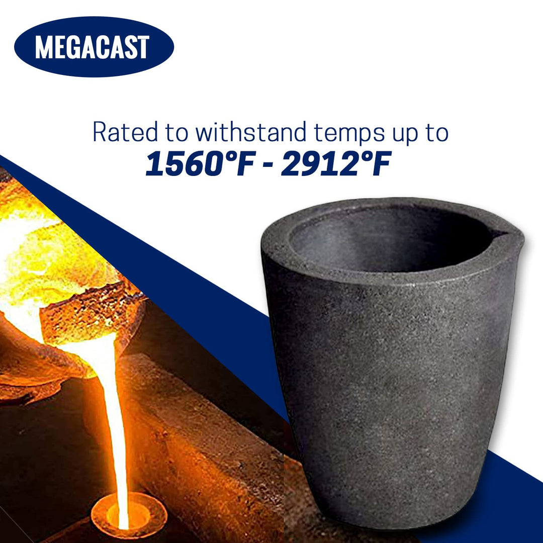 MegaCast, Guss-Tiegel, Graphit-Tiegel mit Ausgiesser, für Ofen, Fackel, Schmelzen, Giessen, Verfeine