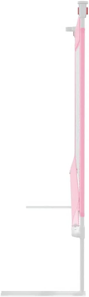 Kleinkind-Bettschutzgitter Rosa aus Stoff 200x25 cm, höhenverstellbar, klappbar mit Rausfallschutz,