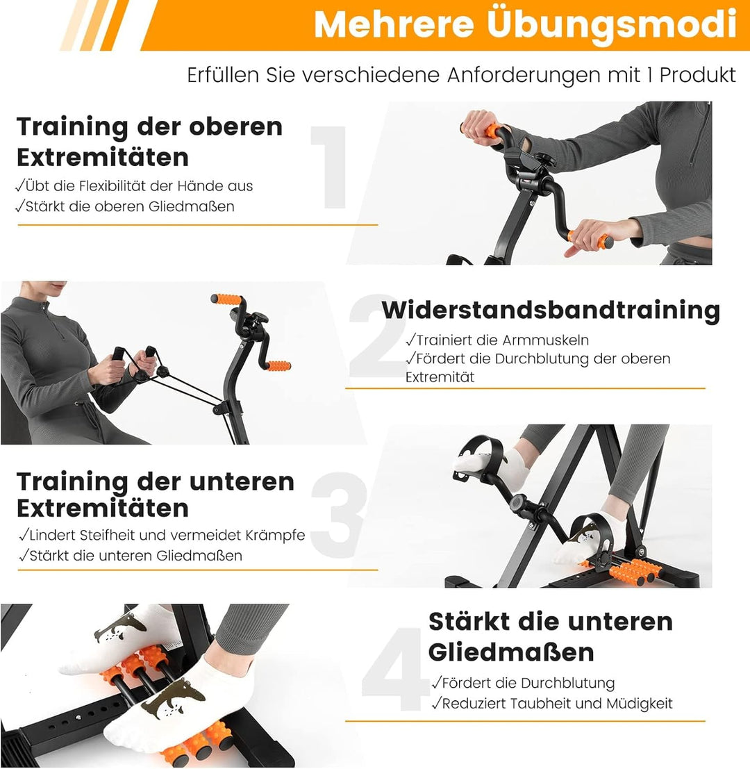 COSTWAY Pedaltrainer für Senioren, Arm und Beintrainer mit LCD Display, Bewegungstrainer höhen- & lä