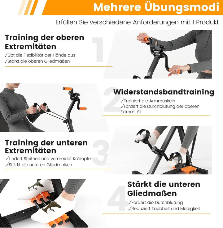 COSTWAY Pedaltrainer für Senioren, Arm und Beintrainer mit LCD Display, Bewegungstrainer höhen- & lä
