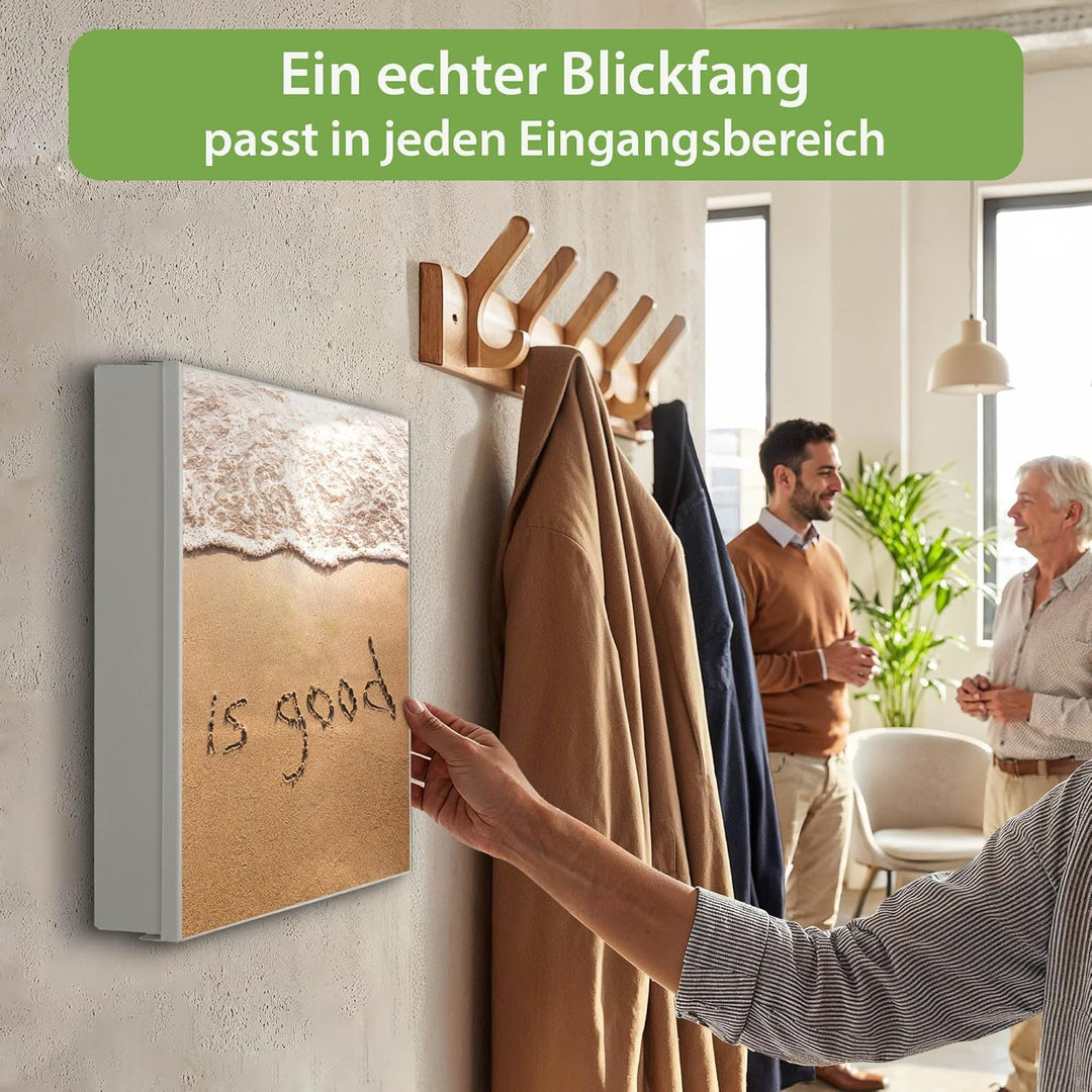 banjado Grosser Schlüsselkasten Glas - Schlüsselbox 30x30cm mit 50 Haken - Schlüsselkasten modern fü