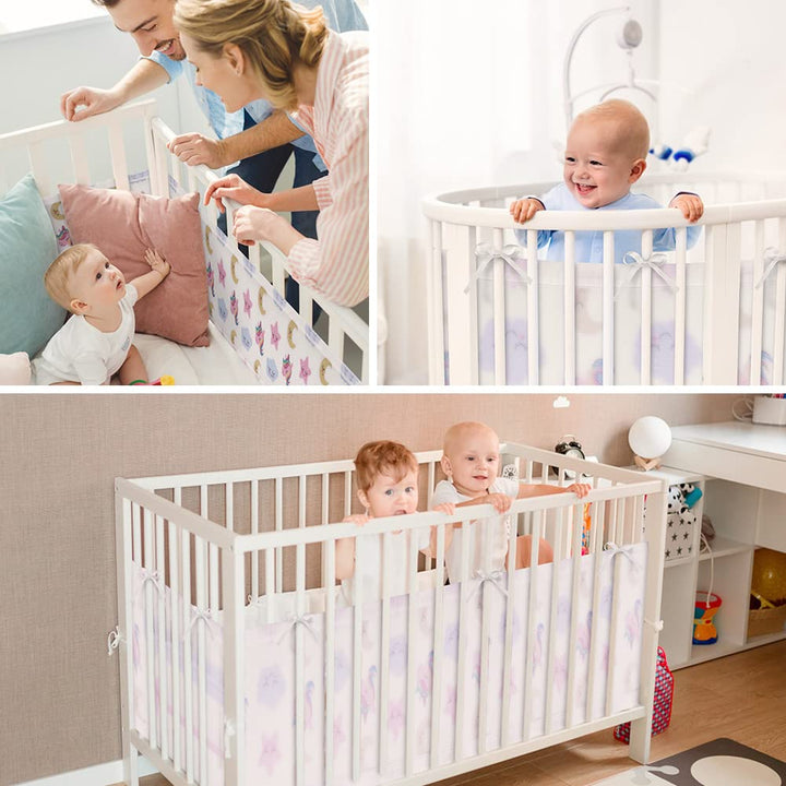 Bettumrandung Babybett, 2 Stück Nestchen für Kinderbetten Kantenschutz Baby Babybett, Atmungsaktive