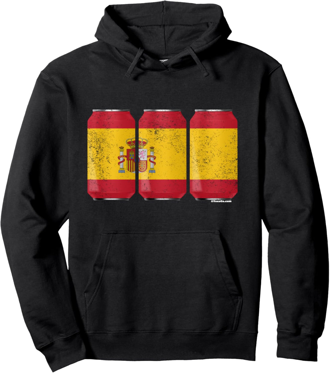 Cool Graphic Beer Cans Spain Flag Pullover Hoodie