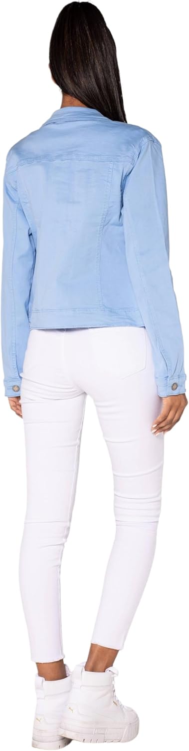 Nina Carter J212 Damen Slim-Fit Jeansjacke – Farbige Übergangsjacke mit Kent-Kragen und Taschen – Fr