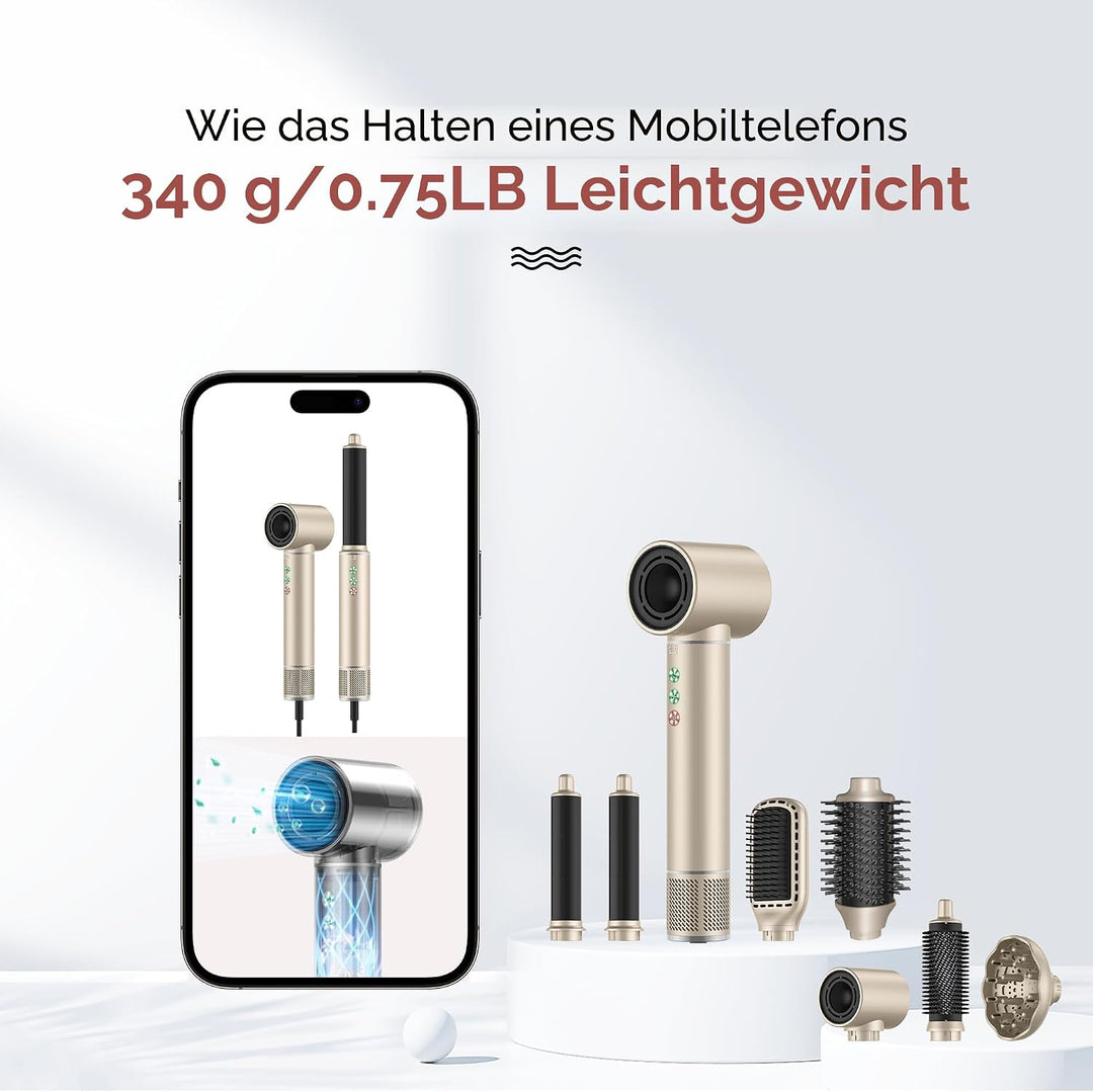 Air Styler 7 in 1 Hair Styler Airbrush Haarstyler mit 110000 U/Min Haartrockner 1300W High Speed Föh