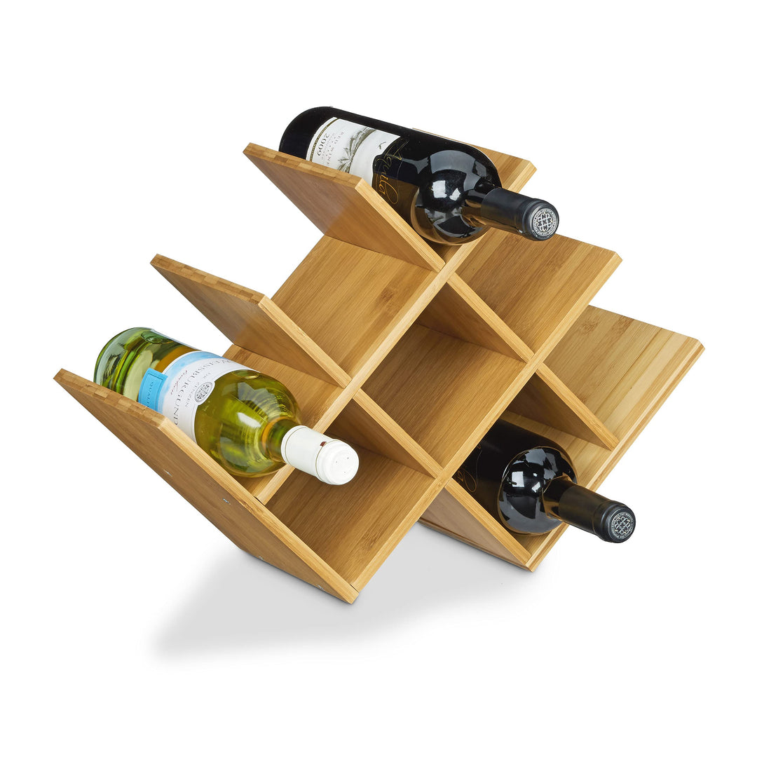 Relaxdays Weinregal aus hochwertigem Bambus H x B x T: 31,5 x 47 x 16,5 cm Flaschenhalter für bis zu