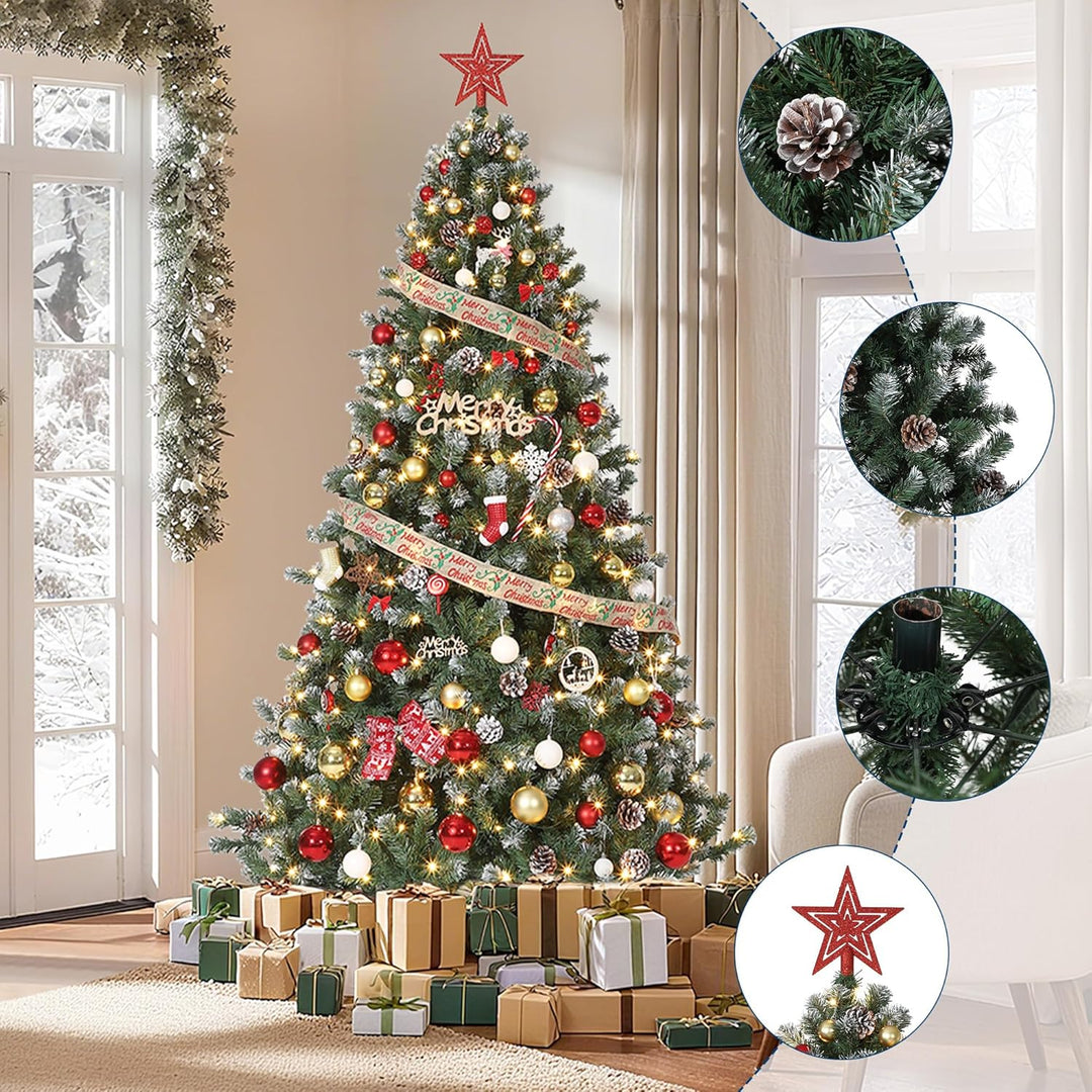 Künstlicher Weihnachtsbaum Mit Schnee-Effekt & LED-Beleuchtung 180 cm Weihnachtsbaum Mit Warmweissen
