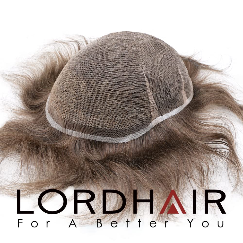 Lordhair Toupet Human Hair Herrenperücke, Französische Spitze Webart, 20 x 25 cm, Leichtes Haarersat