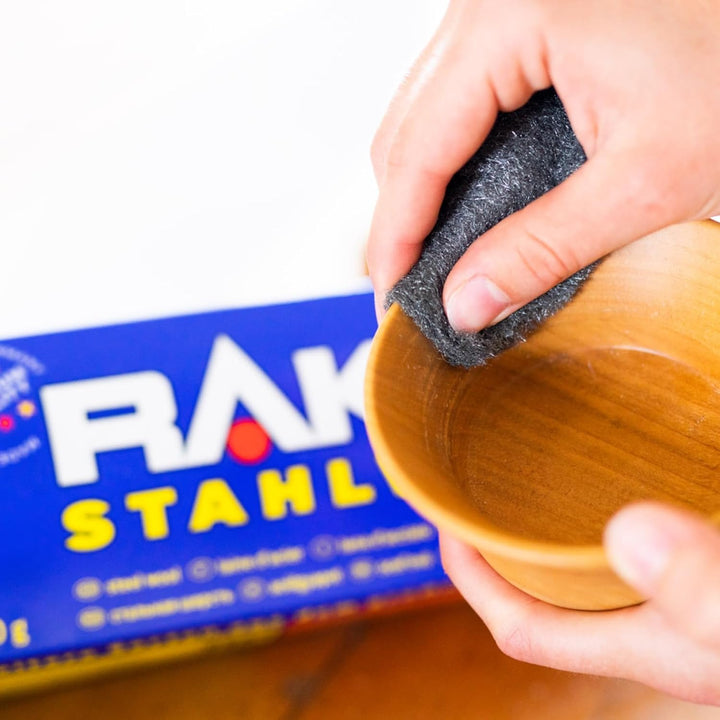 RAKSO Stahlwolle grob 4-4,8 kg, 24 Banderolen à 200g, entfernt Öl, Fett auf Metall, reinigt Natur, K