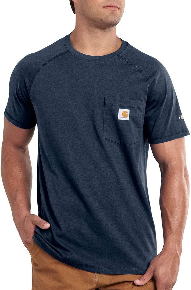 Carhartt Mens Force Cotton Delmont Short Sleeve T-Shirt L Marineblau, L Marineblau