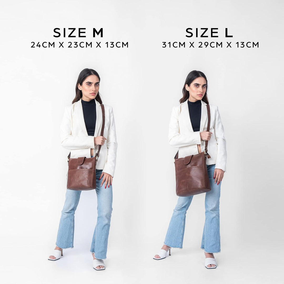 LEABAGS Leder Handtasche Damen I Premium Echtleder Umhängetasche I Damen Schultertasche I Damentasch