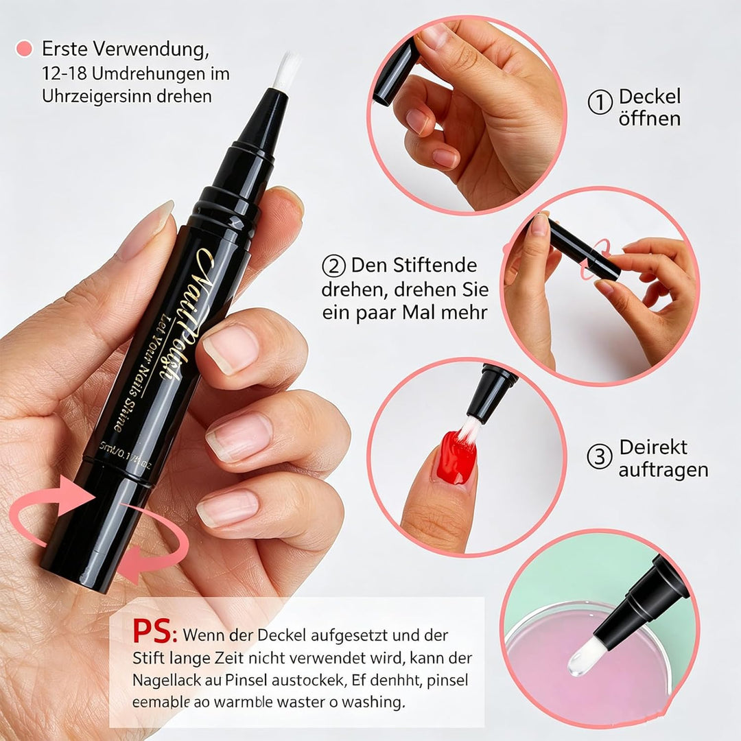 6PCS Nagellack Schnelltrocknend - Rot Rosa Nagellackstift Schnelltrocknend Wasserbasis, Nail Arts Pe