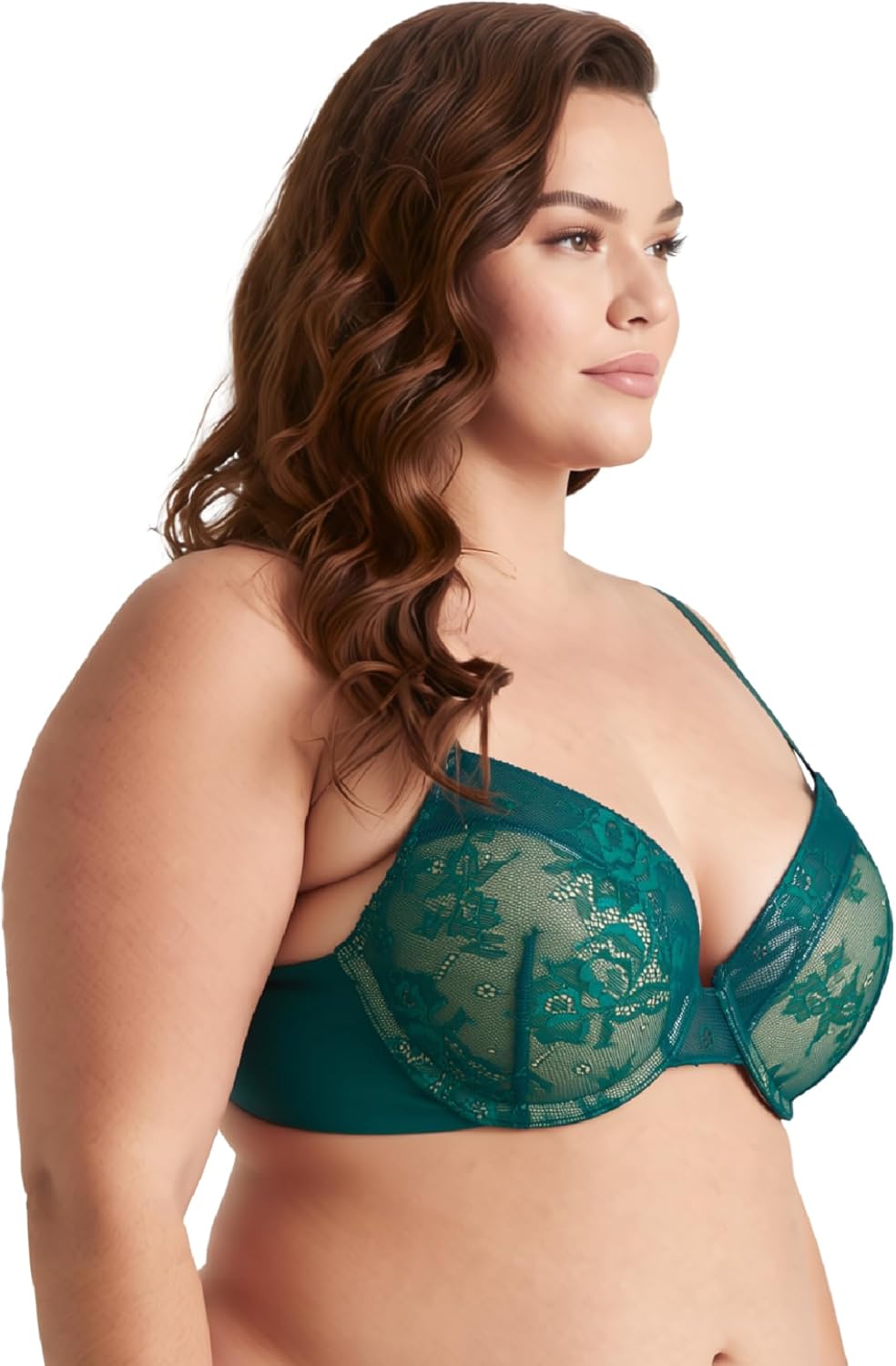 Curve Muse Damen Übergrösse Fügen Sie 1 und eine halbe Tasse hinzu Hochdrücken Bügel Spitzen-BHS 70C
