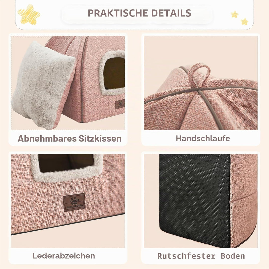 Katzenbett für Indoor-Katzen – Katzenhöhle, Katzenhaus Katzenzelt mit abnehmbarem, waschbarem, gepol