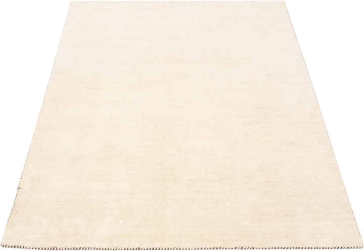 RUG PRINCE Wollteppich Gabbeh Uni 40x60 Handgewebt Weiss Einfarbig Handarbeit Zimmer Weiss 40x60 cm,