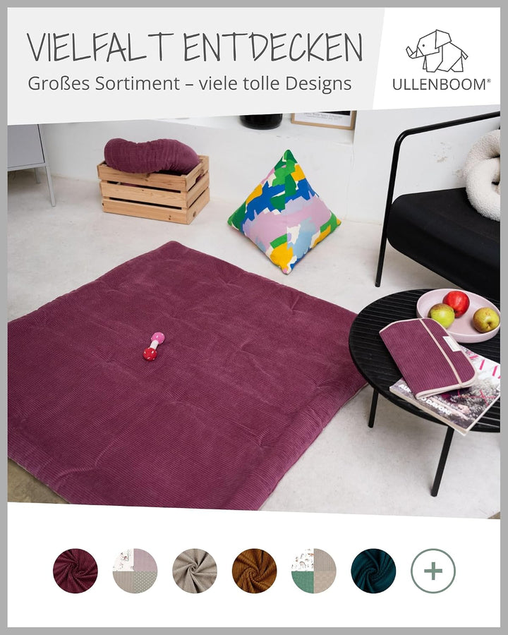 ULLENBOOM Krabbeldecke für Baby 100x100 cm - Dick und weich gepolstert Cord Berry 100 x 100 cm, Cord