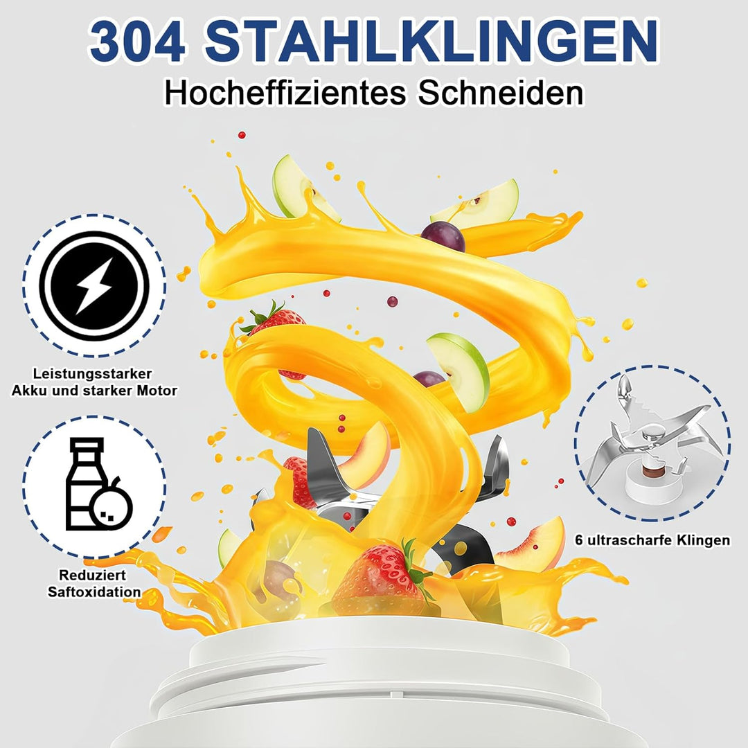 TopEsct tragbarer Mixer für Shakes und Smoothies,500 ml leistungsstarker kabelloser Mini-Mixer,wiede