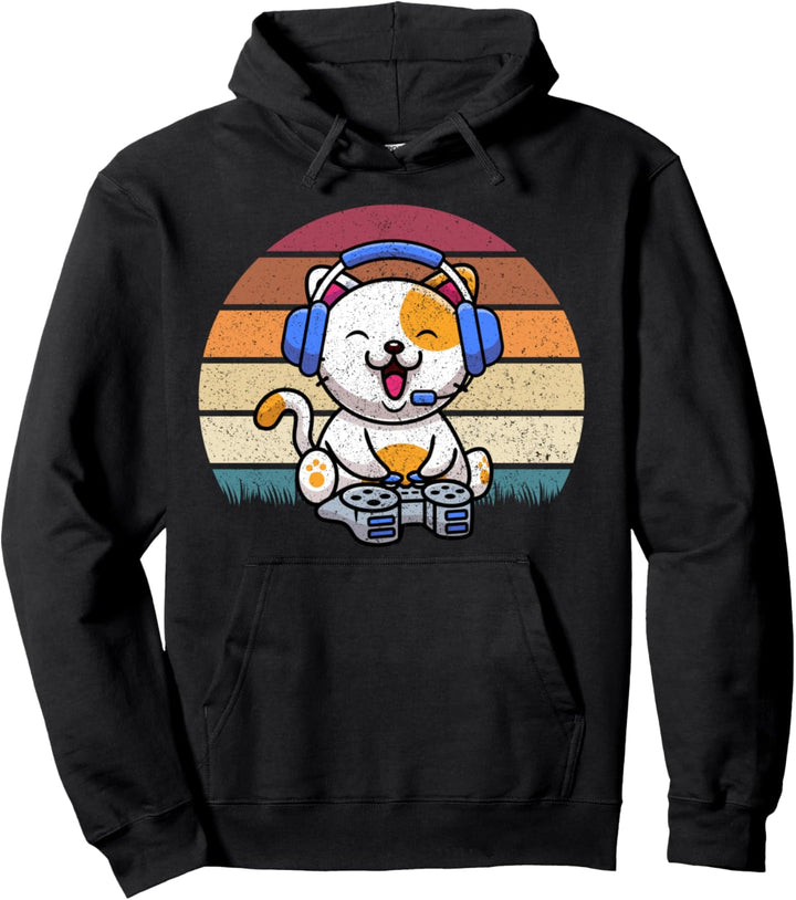 Niedliche Gaming Katze Video Game Computer Videogame PC Pullover Hoodie