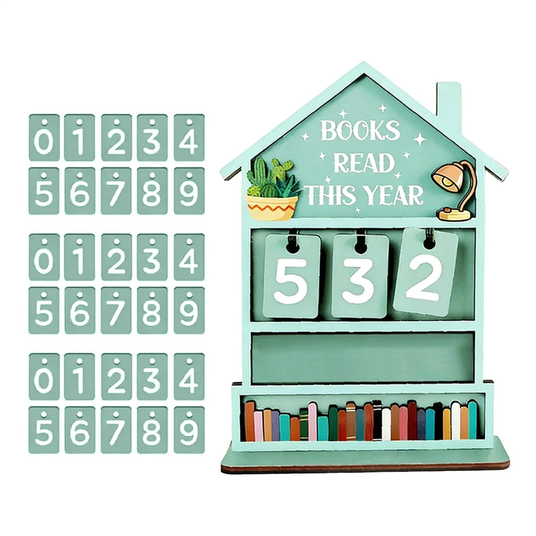 Books Read This Year Sign, Wooden Books Read This Year Counter, Rustic House Shaped Book Tracker for