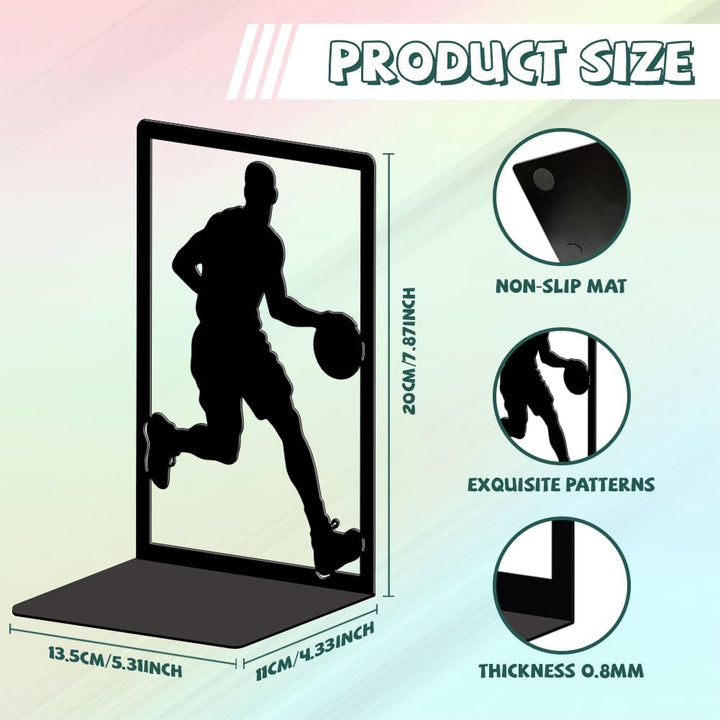 Peacoblue Buchstütze Dekorativ Modern Basketball Metall Buchstützen für Schwere Bücher 13.5x10.9x20.