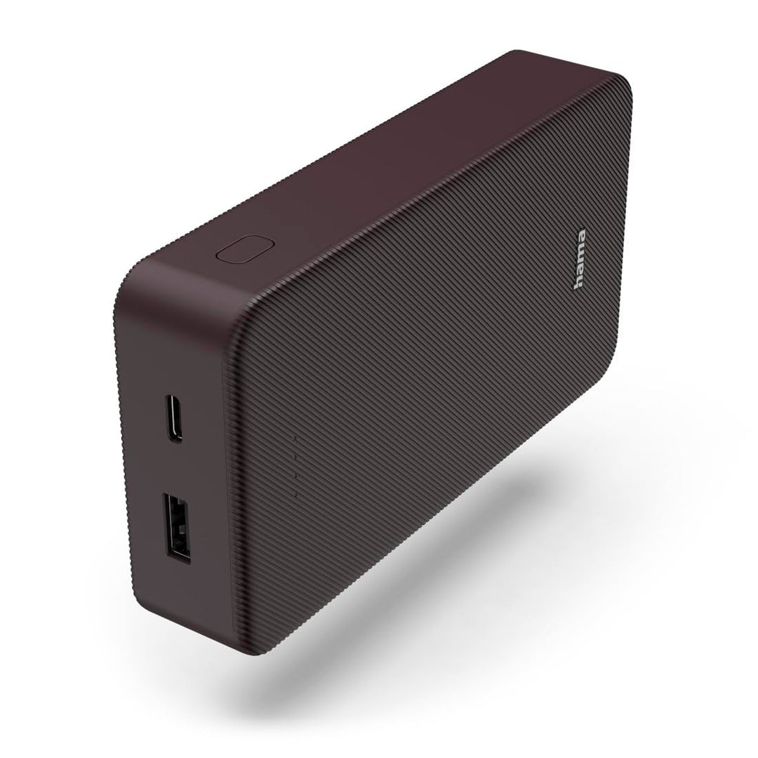 Hama Power Pack 20000 mAh, externer Akku, 1x USB C + 1x USB A, LED-Anzeige Pflaume, Pflaume