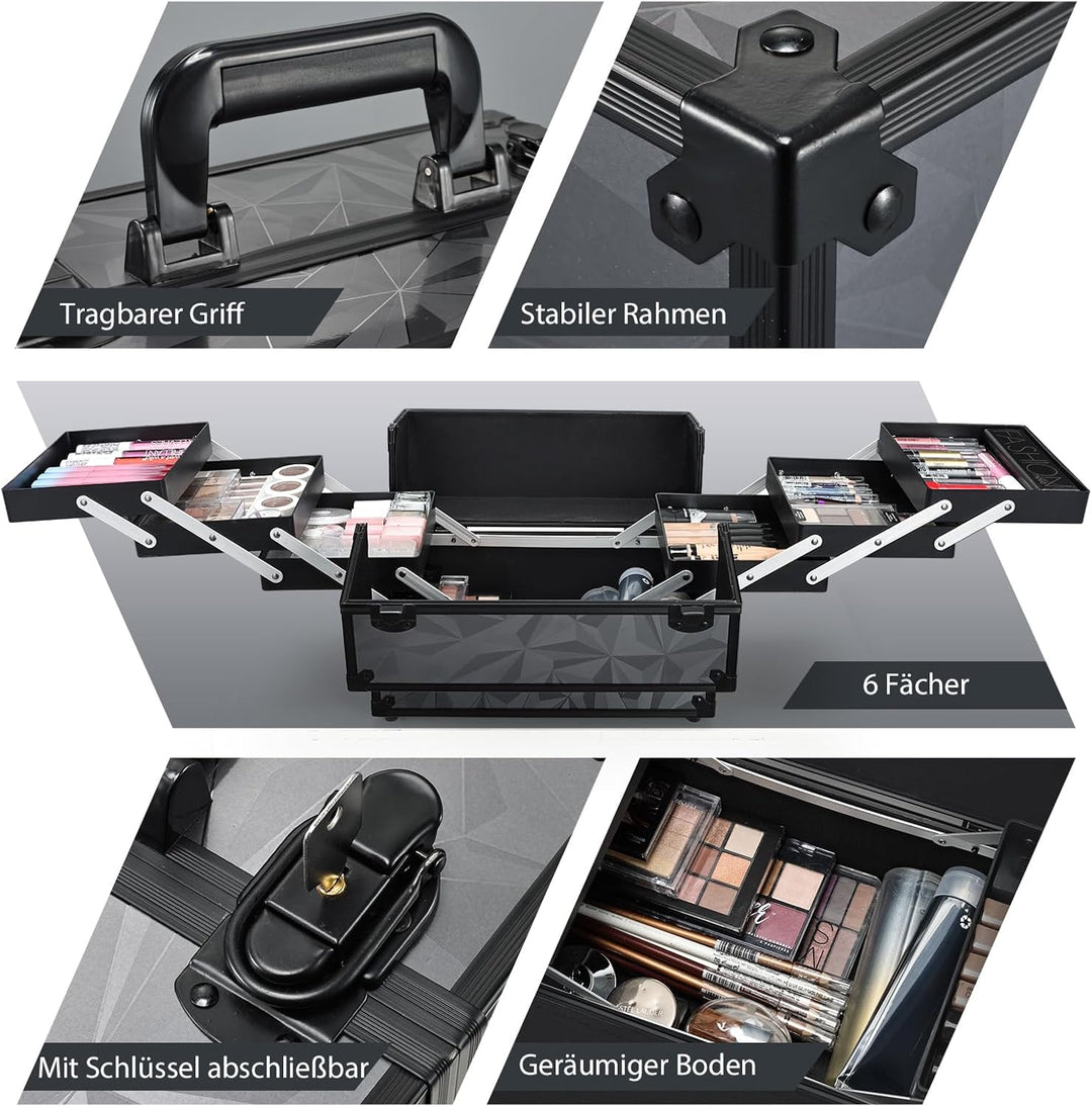 Kosmetikkoffer Schminkkoffer, Grosse Kosmetik Make up Organizer Koffer Aufbewahrung Friseurkoffer Al