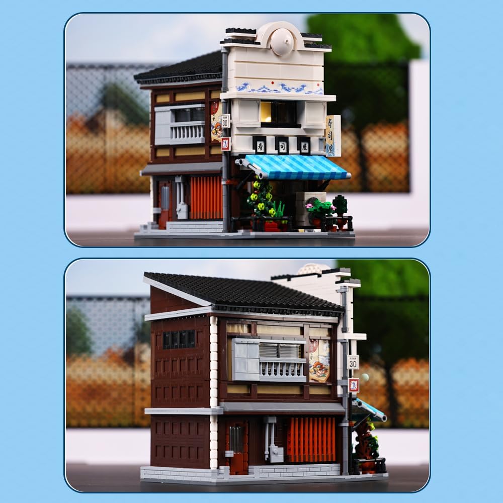 CaDA Master Japanisches Sushi-Haus Bausteinset C66018W Kreativer Stadtbaustein-Bausatz mit Beleuchtu