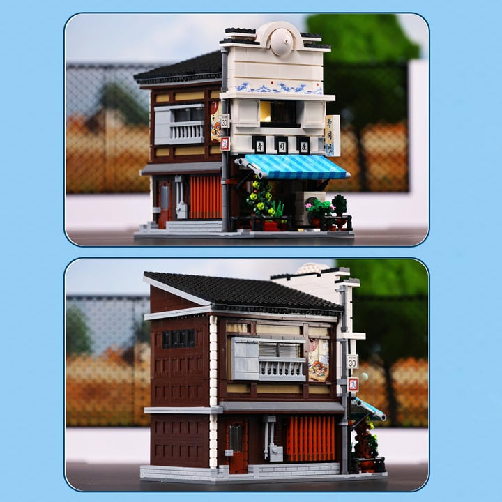 CaDA Master Japanisches Sushi-Haus Bausteinset C66018W Kreativer Stadtbaustein-Bausatz mit Beleuchtu