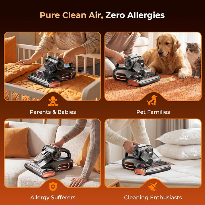 JIGOO T600 Milbensauger für matratzen mit UV-Licht & Vibration, 700W 15kpa Antimilben-Staubsauger en