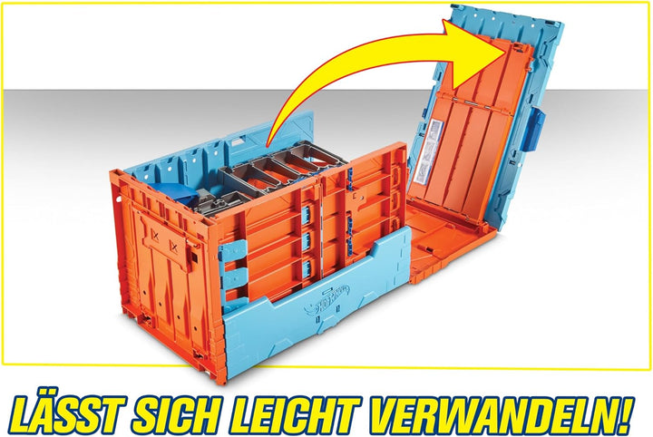 Hot Wheels Bahn Track Builder, Rennkiste (3 Stunts in 1 Set) zum Bauen von Autorennbahnen für Hot Wh
