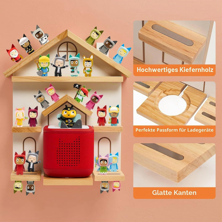 Gieanoo Weiss Tonie Regal, Haus-Form Magnet Schwimmende Wand Regal, Kiefer Holz Organizer Kompatibel