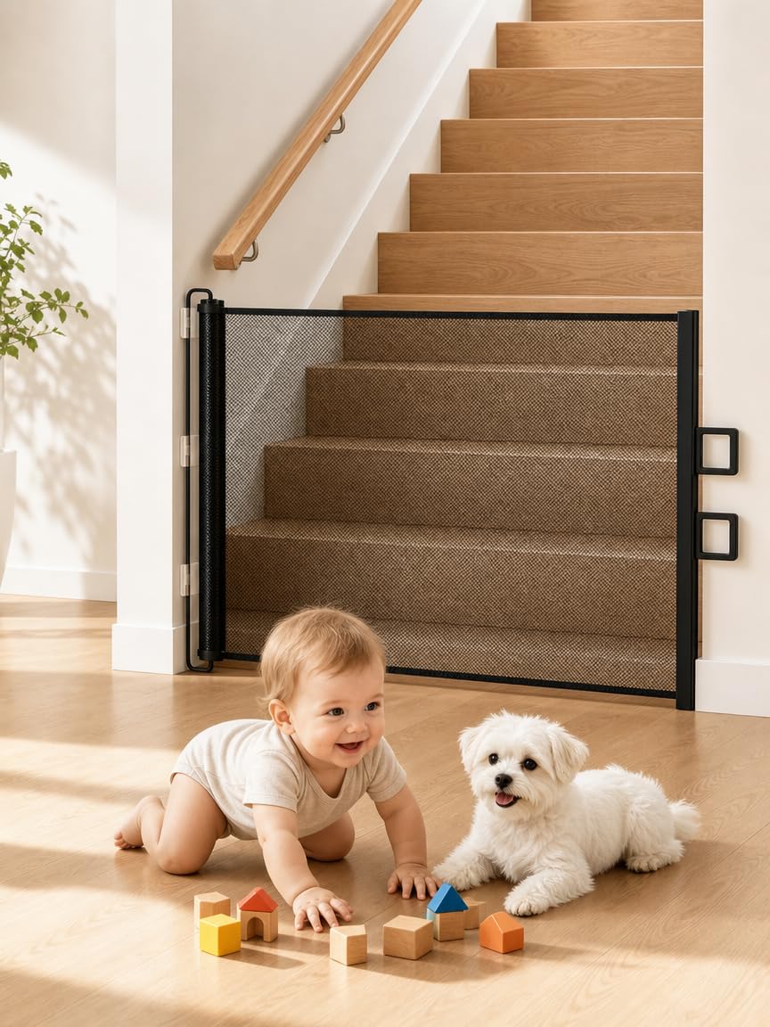 Treppenschutzgitter Türschutzgitter Ausziehbar für Babys Schwarz 0-150 cm Treppenschutzgitter Türsch