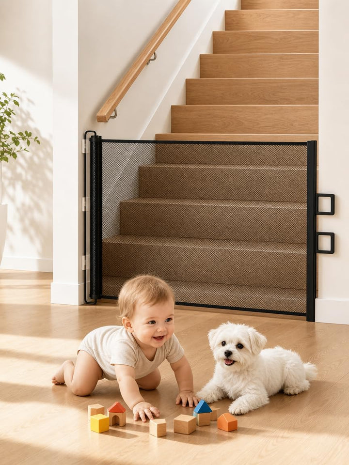 Treppenschutzgitter Türschutzgitter Ausziehbar für Babys Schwarz 0-150 cm Treppenschutzgitter Türsch