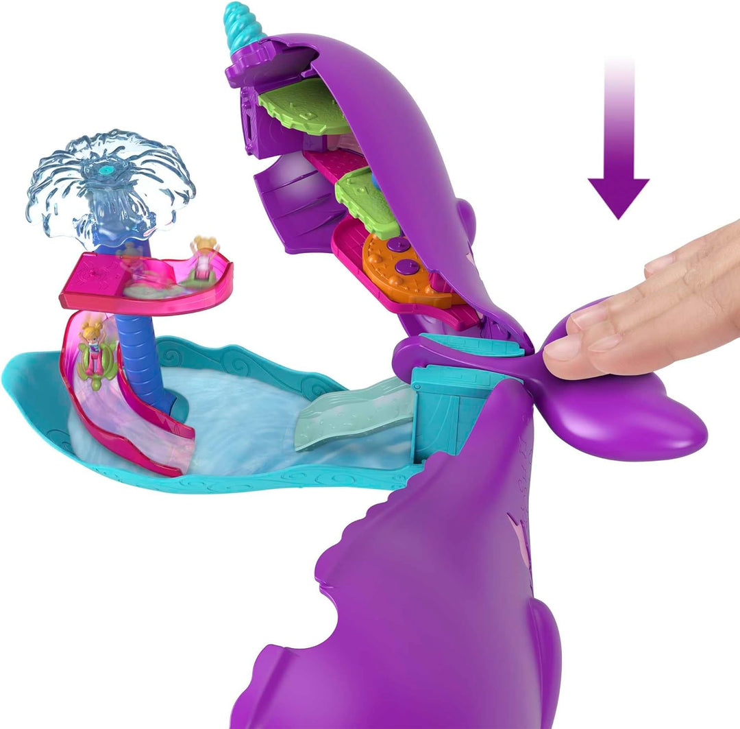 POLLY POCKET Sparkle Cove Adventure Narwalabenteurer Boot - 2 Puppen, 3 auflösbare Perlen, 13 Zubehö