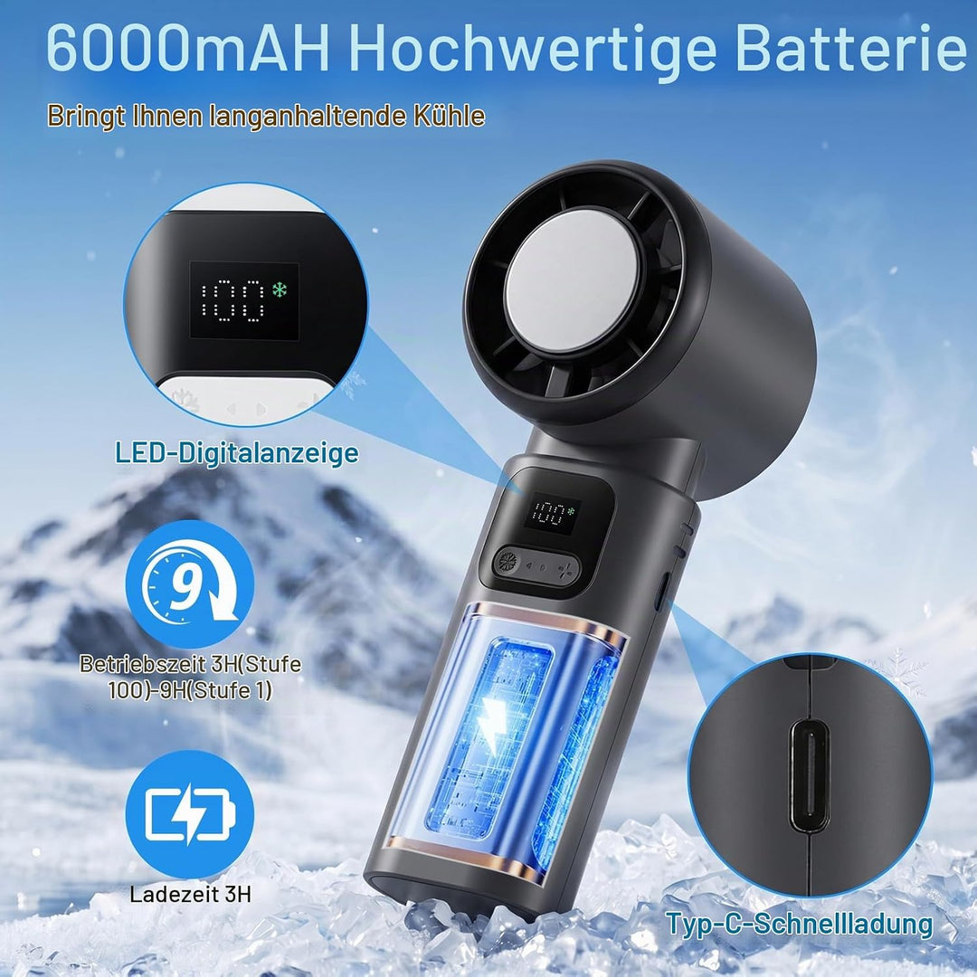 Kssvzz Tragbarer Handventilator mit Kühlplatte, Mini-Turboventilator | 15000 U/min, 1-100 Stufen, 60
