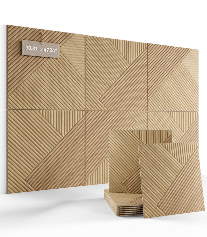Fluxynara Akustikpaneele 180×120 cm, 6er-Set, Eiche Natur/Raute Fine-stripe 6-pack Eiche Natur/Raute