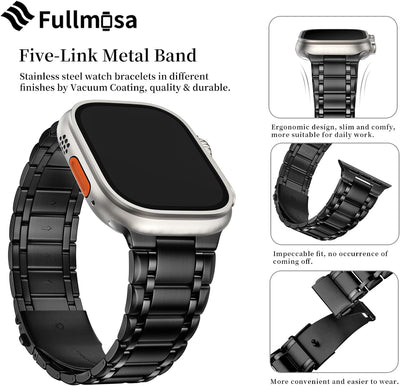 Fullmosa Kompatibel mit Apple Watch Armband 49mm Series Ultra2/Ultra, Edelstahl Apple Watch Ersatzar