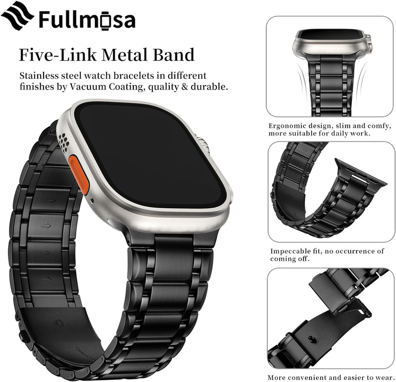 Fullmosa Kompatibel mit Apple Watch Armband 49mm Series Ultra2/Ultra, Edelstahl Apple Watch Ersatzar