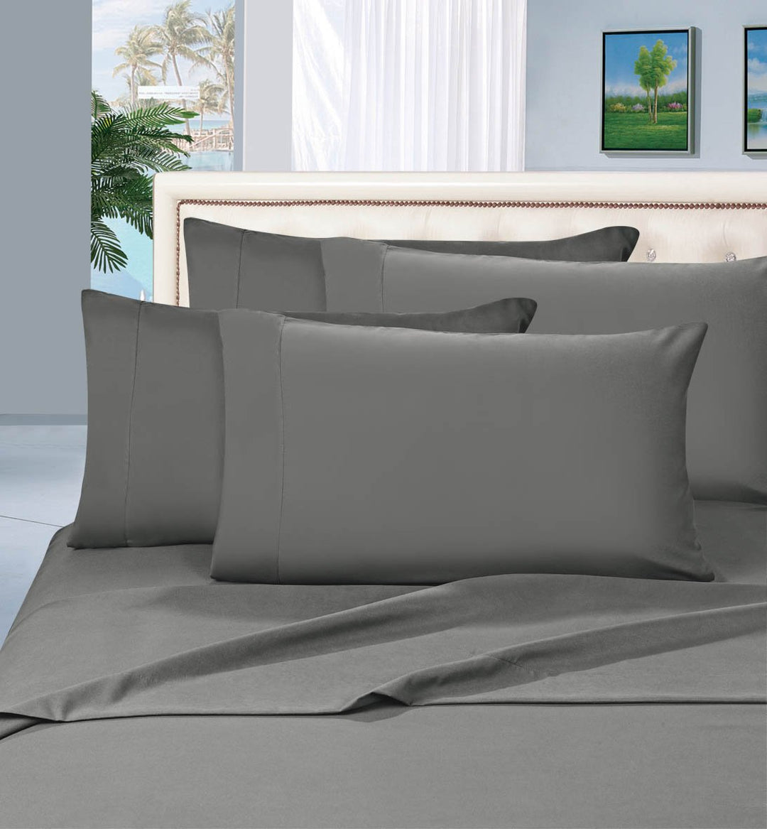 Elegant Comfort 2 Stück Luxuriöse seidig weich Kissenbezüge, Standard, grau