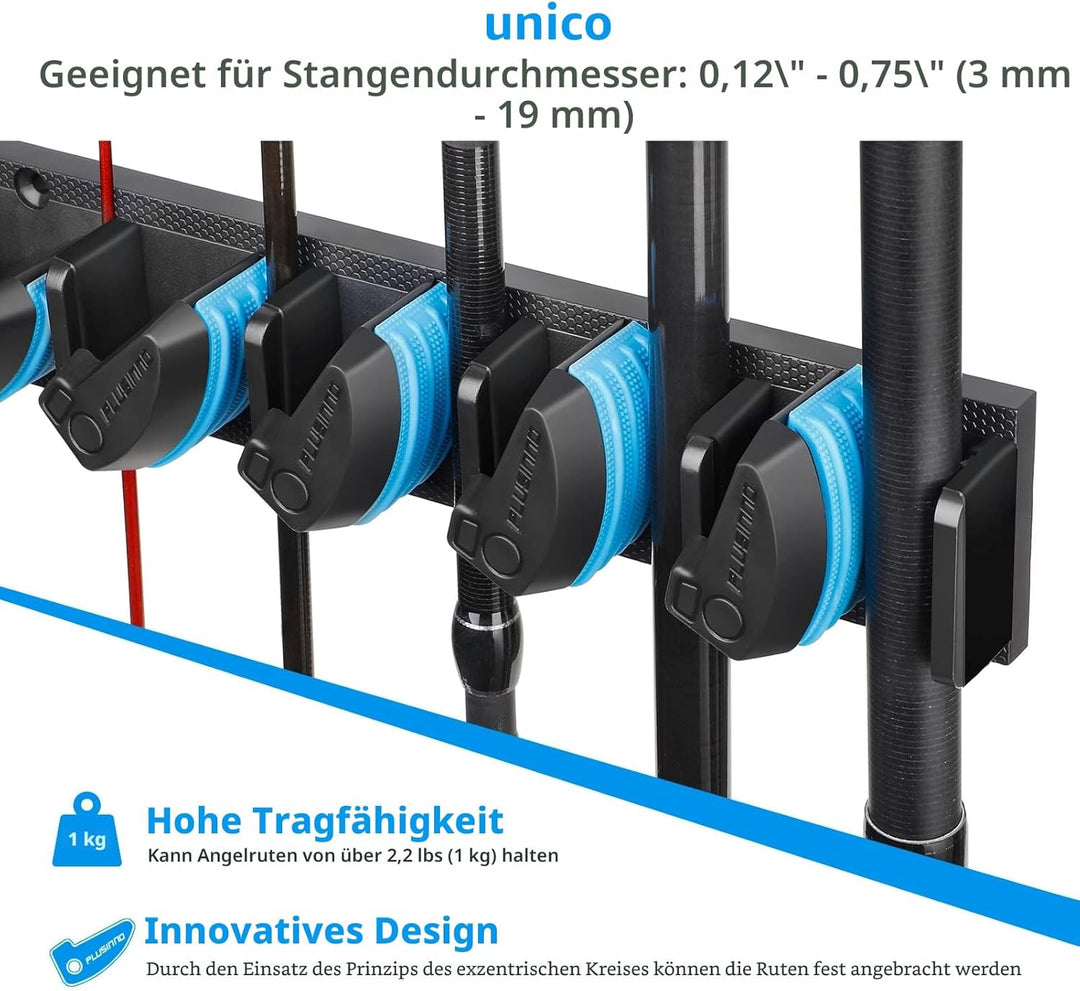 PLUSINNO Vertikaler Angelrutenhalter, Wandmontage, Angelrutenhalter für bis zu 18 Ruten oder Kombina